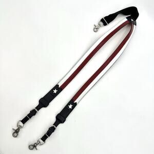 Vintage Nocona Suspenders Western Leather Red White Blue Texas Star with Clips